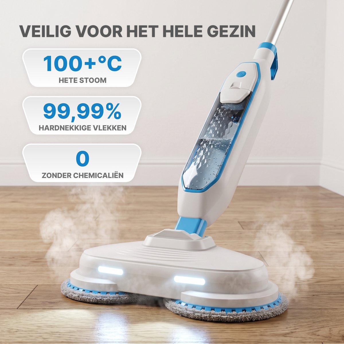 BOLLIT 1500W Stoomreiniger en Schrobber - Elektrische stoom Dweil - Geschikt voor alle Harde en Houten Vloeren - Vloerreiniger - Dweilapparaat - Reinigingsmachine – foto 4