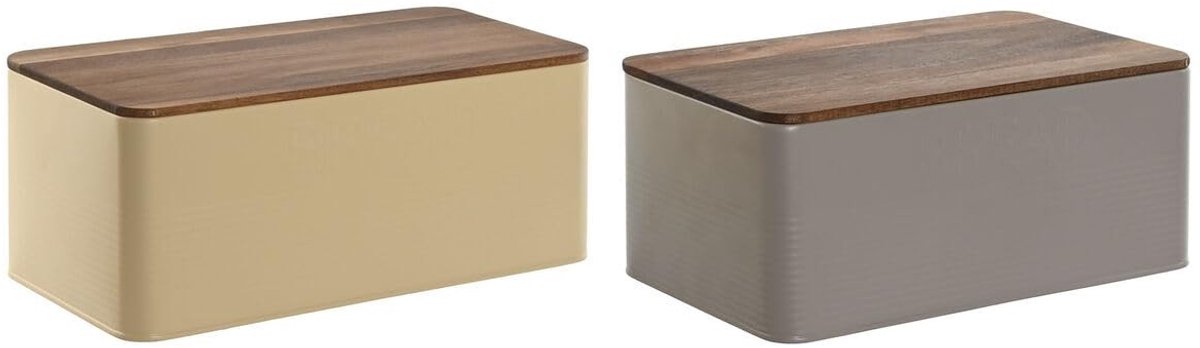 Elzusha - Brooddozen Set van 2 - Beige en Grijs Metaal