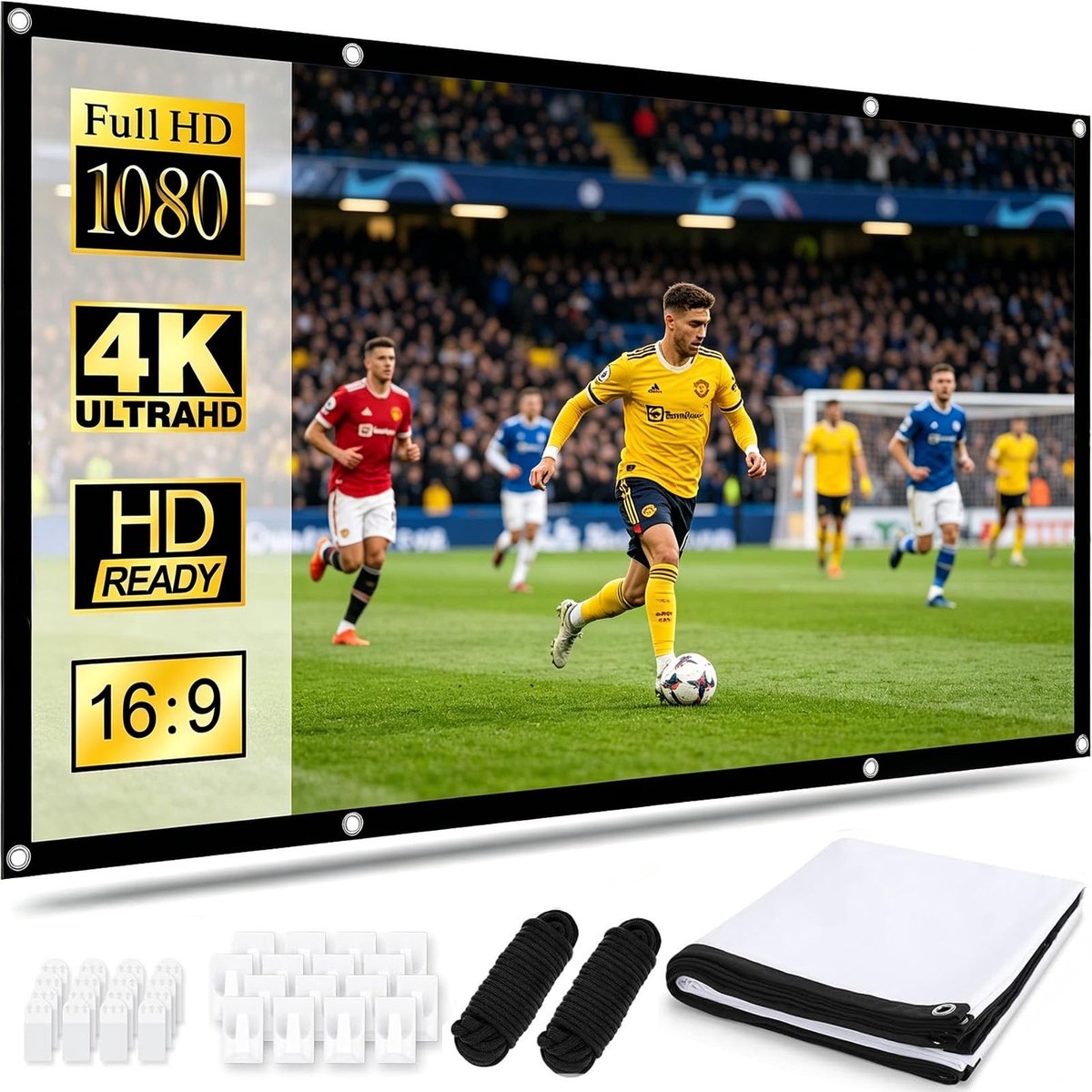 Elzusha - 100 Inch Mobiele Projectiescherm met 4K Beeldkwaliteit