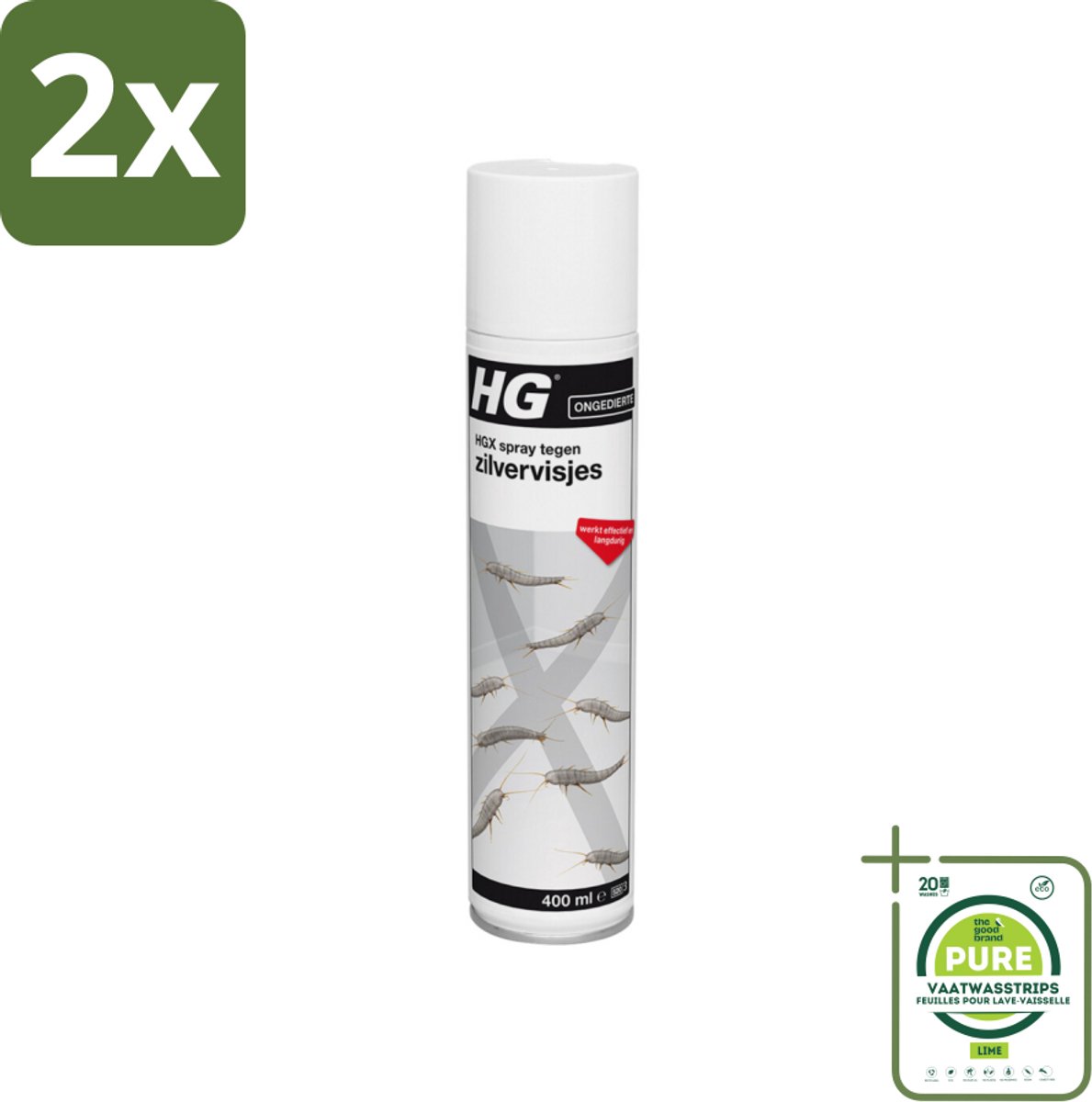 HG X Tegen Zilvervisjes 400 ml - Voordeelverpakking - 2 stuks - Zilvervisjes bestrijden - Zilvervisjes spray