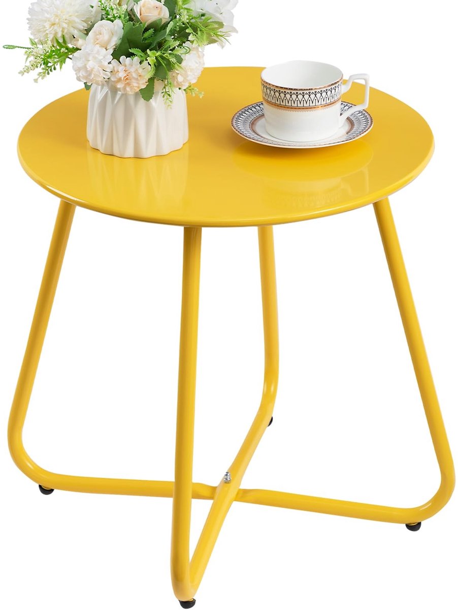 Elzusha - Ronde Tuin- en Koffietafel voor Buiten met Gele Afwerking