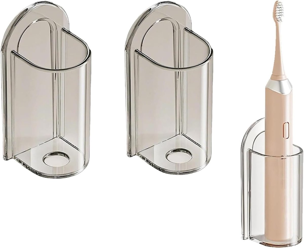 Set van 2 zelfklevende tandenborstelhouders zonder boren voor badkamer, keuken en woonkamer, ruimtebesparend en eenvoudig te installeren