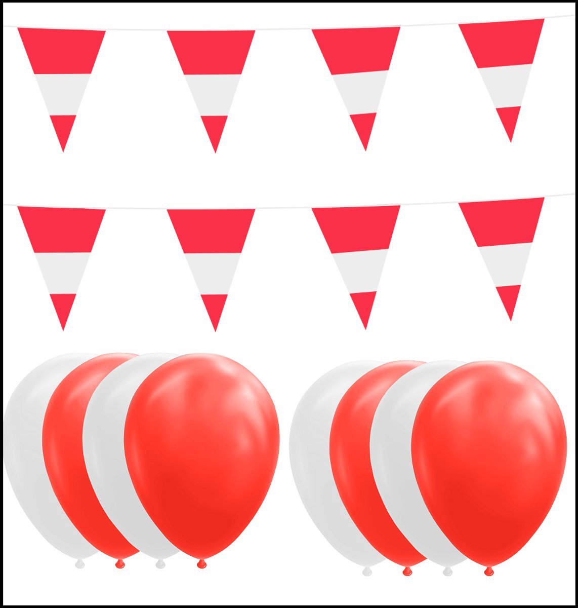 Oostenrijk feestpakket- 2x Vlaggenlijn 10 meter + 20 ballonnen rood/wit - Versiering Slinger Feestdecoratie Decoratie