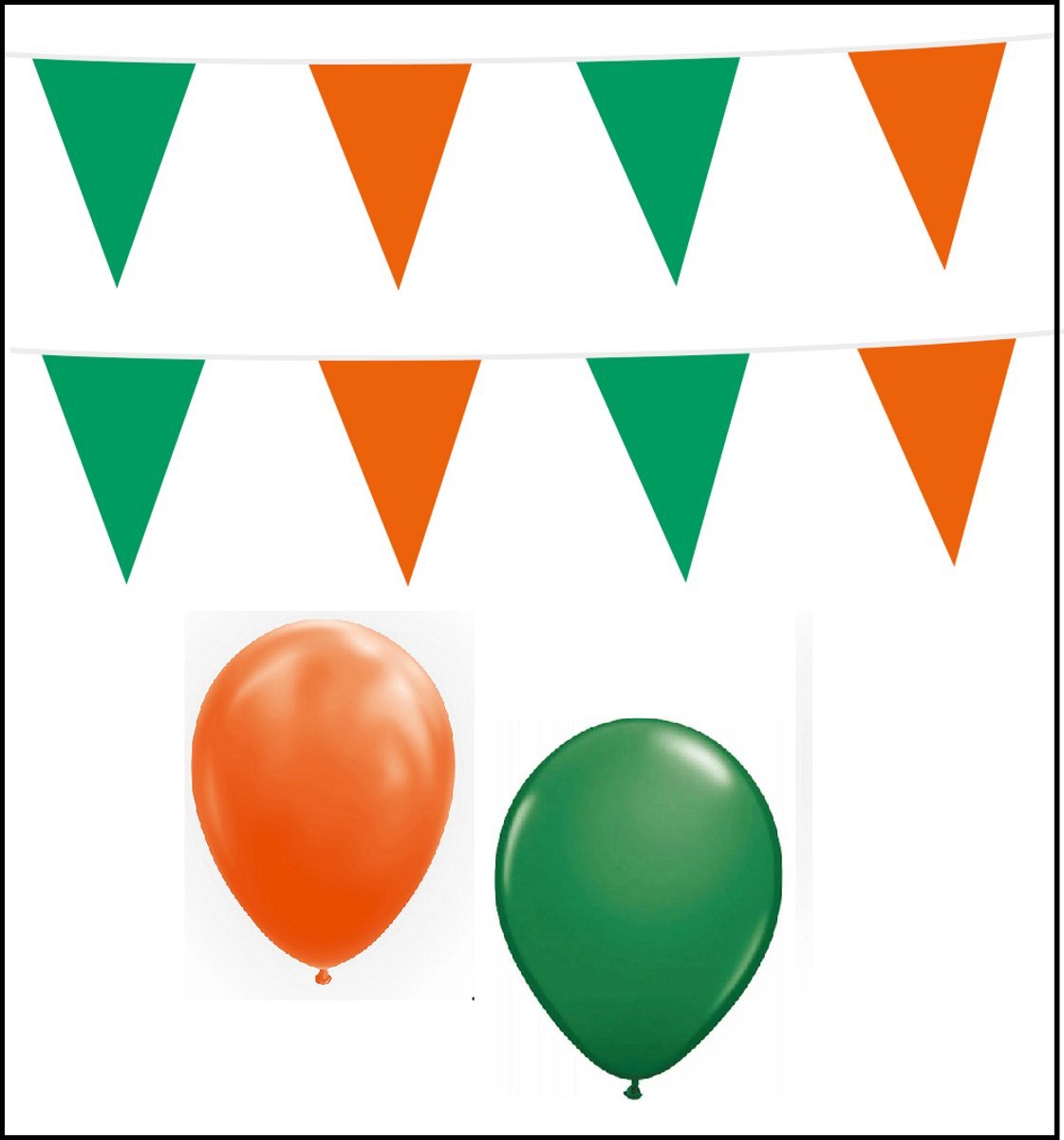 2x Vlaggenlijn groen/oranje 10 meter + 20 ballonnen groen/oranje - Vierdaagse