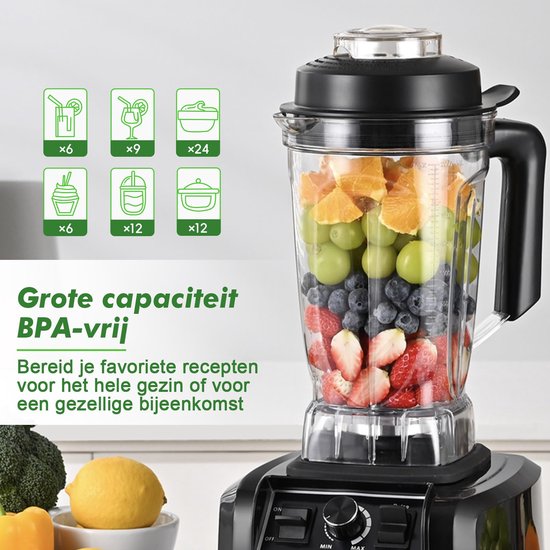Blender 1500W 2L - Krachtige Keukenblender - 8-punts messen - Variabele snelheid - IJs crushen van Blender — afbeelding 2