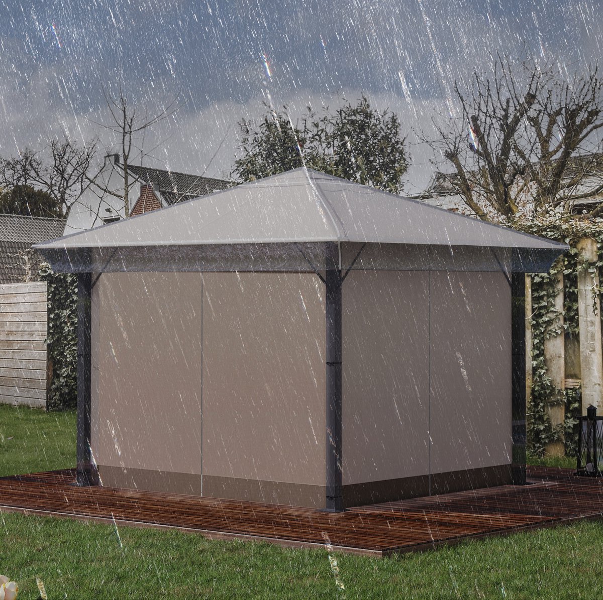 REDOM - Pavillondak vervanging - Waterdicht kunststof - Trekkoordsluiting - Voor tuinpaviljoens en vouwluifels - 3 x 3 m - Transparant - 300 x 300 x 80 cm