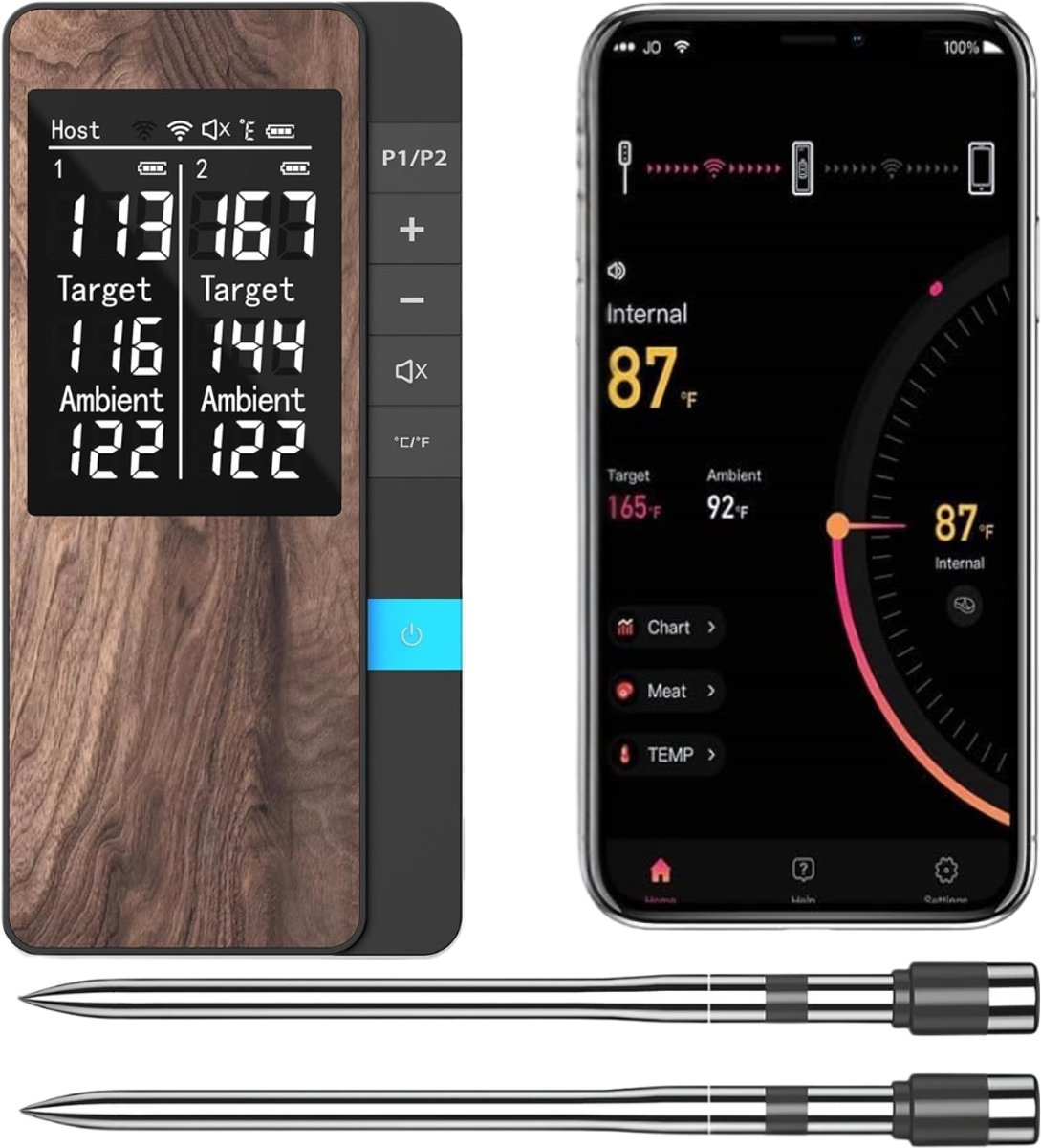 CRLYN® Vleesthermometer Draadloos - Kerntemperatuurmeter BBQ Draadloos - BBQ Thermometer