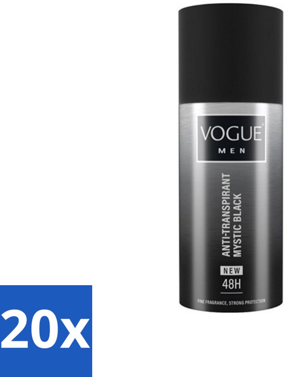 Vogue Men - Mystic Black - Deodorant Spray - Anti-transpirant - 150 ml - Bulkverpakking - 20 stuks