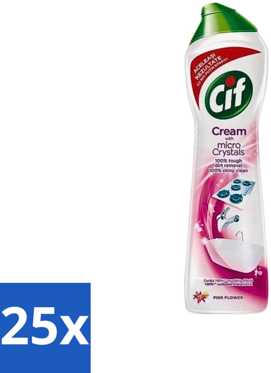 Cif - Badkamer & Keuken - Schuurmiddel - Cream Pink Flower - 500ml - Bulkverpakking - 25 stuks