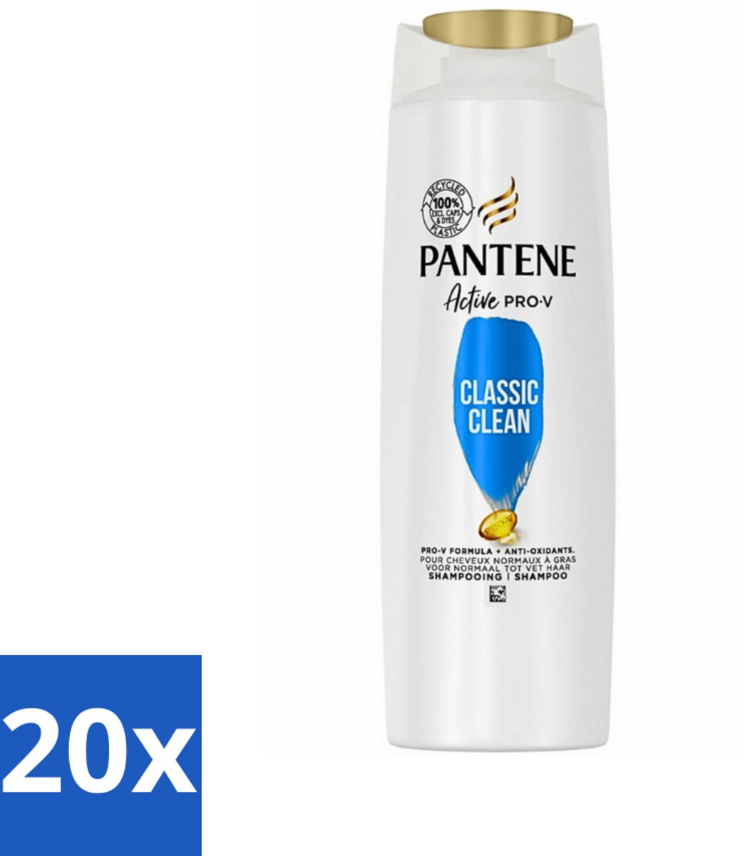 20 x Pantene - Shampoo - Classic Clean - Verfrissende Reiniging - Voor Normaal Haar - 225 ml - Pantene Classic Clean Shampoo - Verfrissende Reiniging - Normaal Haar - Pro-V Voedingsstoffen - Gezonde Glans