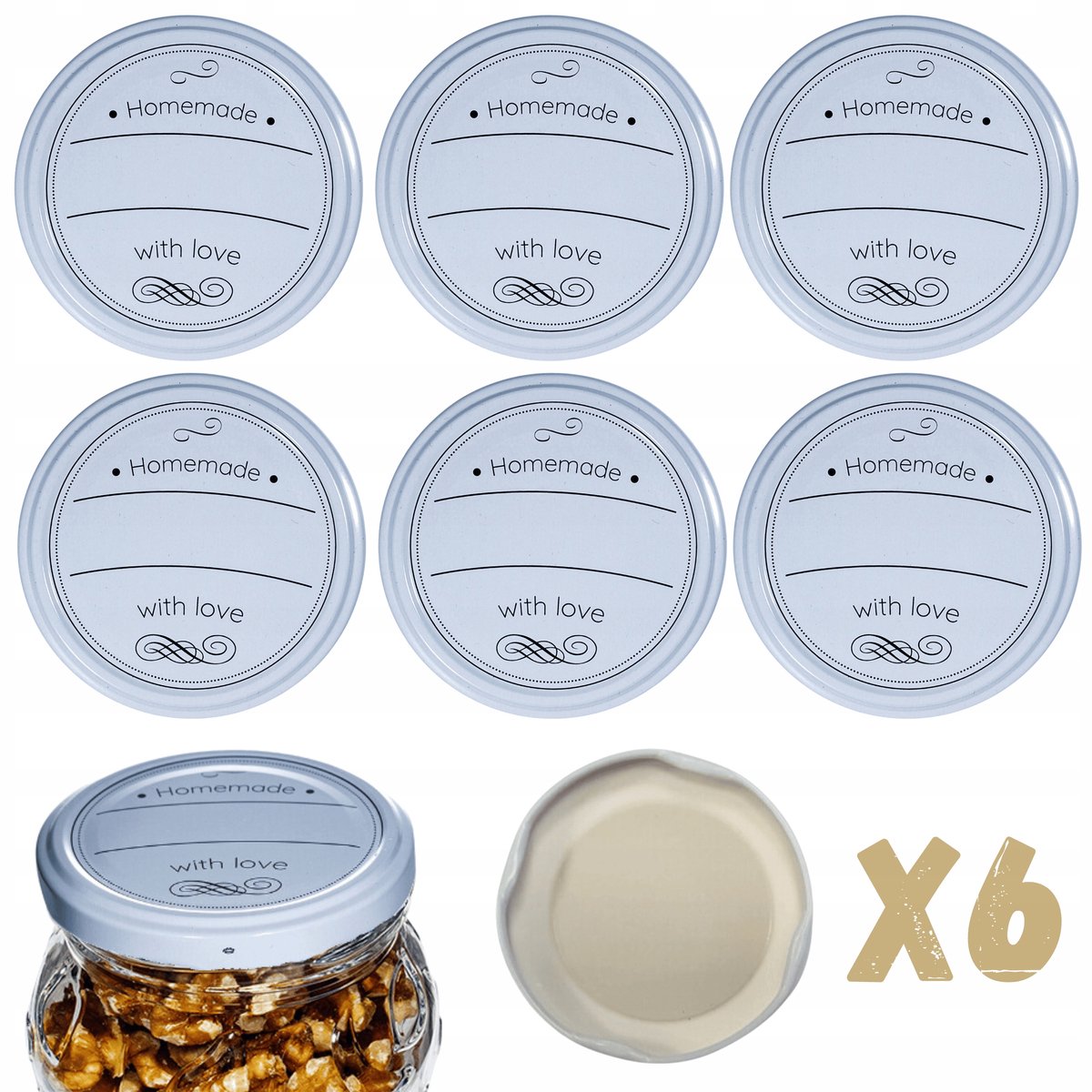 Twist-off Deksel 66mm - 6 Stuks - Patroon D