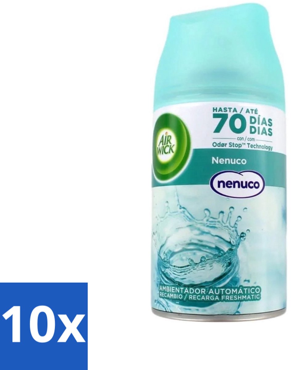 10 x Air Wick - Luchtverfrisser Navulling - Nenuco - Automatische Spray - 250 ml - Luchtverfrisser - Geurverspreiding - Nenuco - Air Wick - Automatische Spray