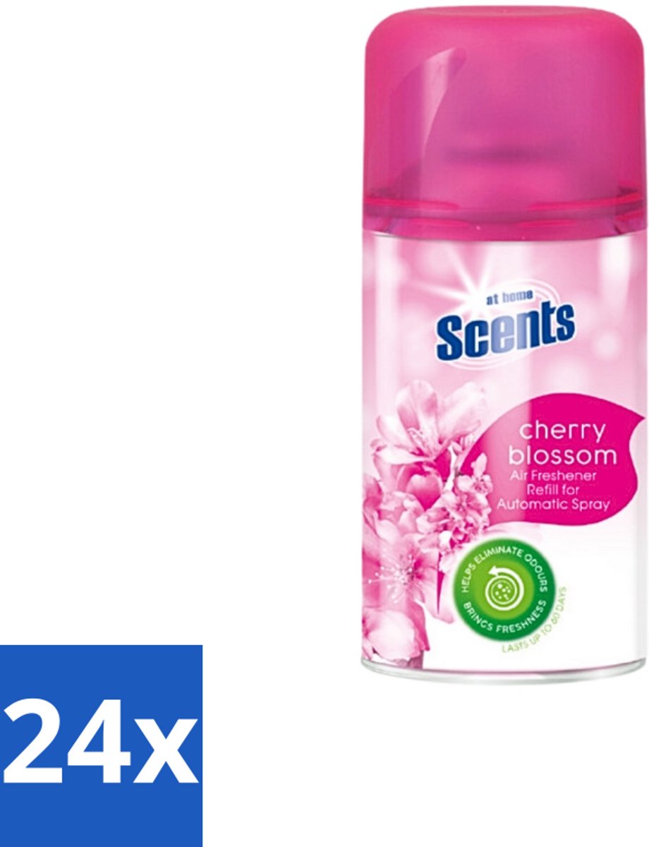 24 x At Home - Scents - Navulling - Cherry Blossom - Verfrissend - 250 ml - Kersenbloesem - Lentegeur - Frisse Geur - Luchtverfrisser - Geurverspreiding