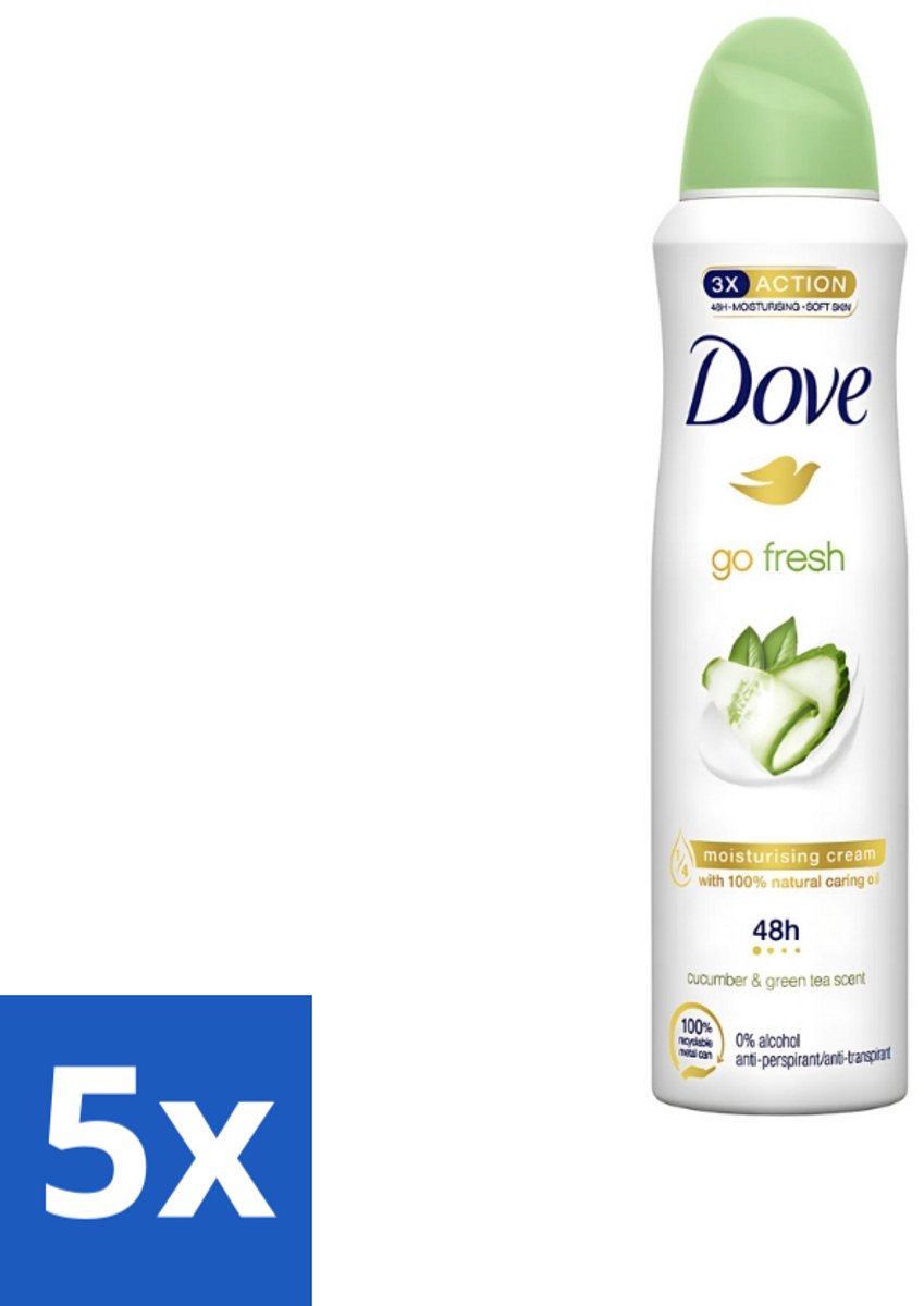 5 x Dove - Deodorant - Go Fresh Cucumber & Green Tea - Frisse en kalmerende geur - 250 ml - Dove Go Fresh - Cucumber & Green Tea - Deodorant Spray - Fris - Kalmerend