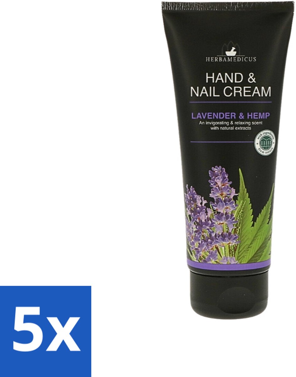 5 x Herbamedicus - Handcrème - Lavendel Geur - Verzachtend & Kalmerend - 75 ml - Handcrème Lavendel - Handcrème - Handverzorging - Natuurlijke Handcrème - Kalmerende Handcrème