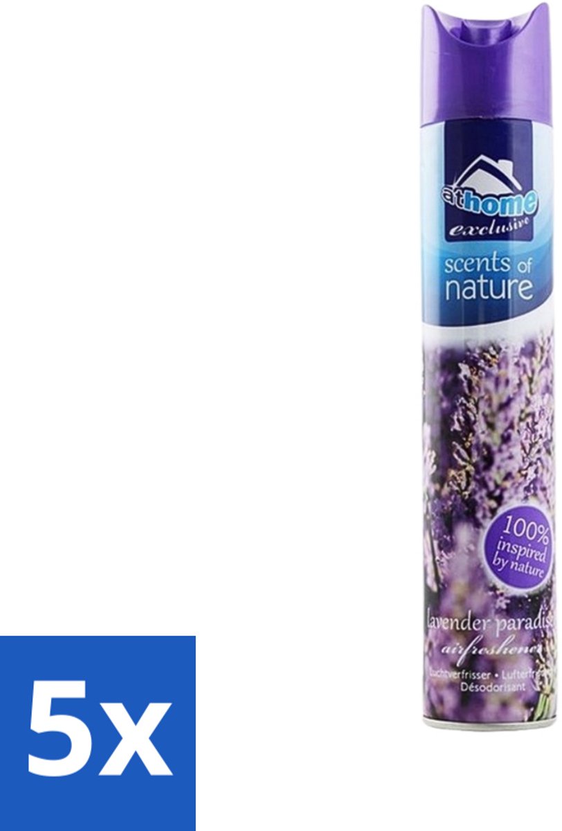 5 x At Home - Scents Of Nature - Luchtverfrisser - Geïnspireerd Door Natuur - 400 ml - Luchtverfrisser - Natuurlijke Geur - Lavendel - Geur Neutraliseren - Frisse Geur
