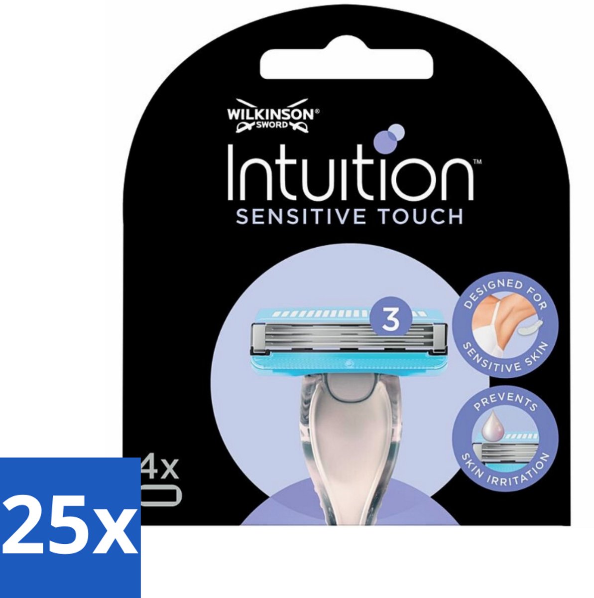 Wilkinson - Navulmesjes Intuition Sensitive Touch - Met Aloe Vera - 3 scheermesjes - Bulkverpakking - 25 stuks