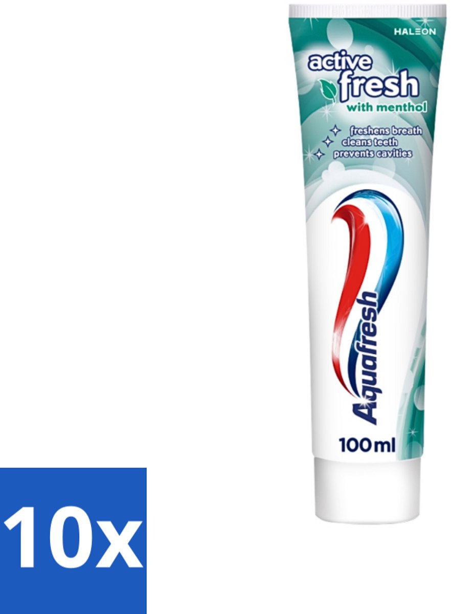 Aquafresh - Tandpasta - Verfrissende Reiniging - Menthol - 100 ml - Bulkverpakking - 10 stuks