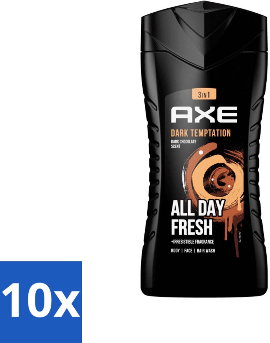 Axe - 3-in-1 Douchegel - Dark Temptation - Dark Chocolate - 250 ml - Bulkverpakking - 10 stuks