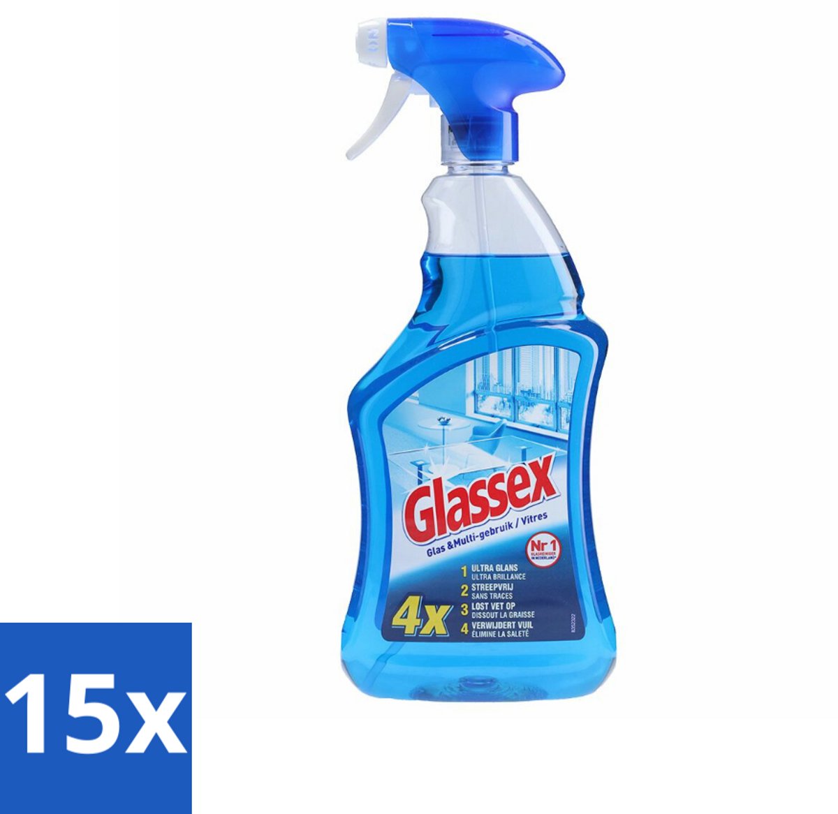 Glassex Glas & Multi Schoonmaakspray 750 ml - Bulkverpakking - 15 stuks