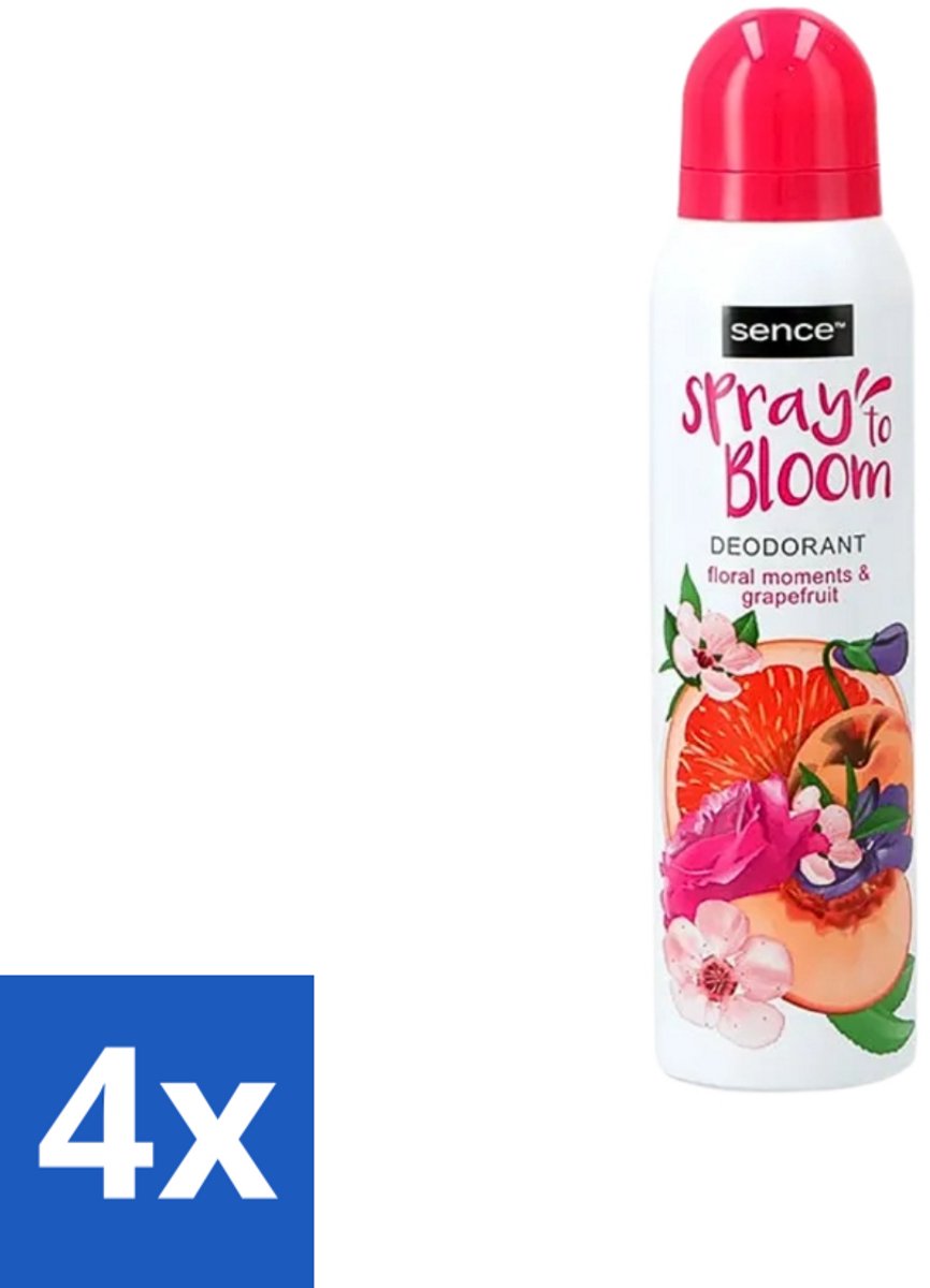 4 x Sence - Floral & Grapefruit - Deodorant - Fris & Fruitig - 150 ml - Sence Deodorant Floral Grapefruit - Fruitige Geur - Frisheid - Deodorant Voor Dames - Langdurige Bescherming