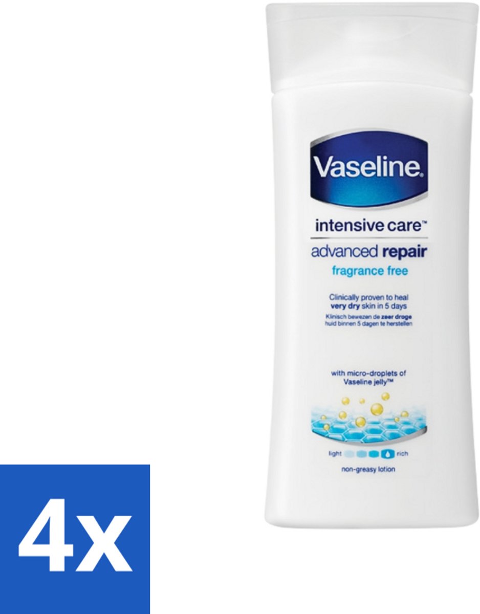 4 x Vaseline - Advanced Repair - Bodylotion - Herstel & Hydratatie - 200 ml - Herstel - Hydratatie - Droge Huid - Gevoelige Huid - Vaseline