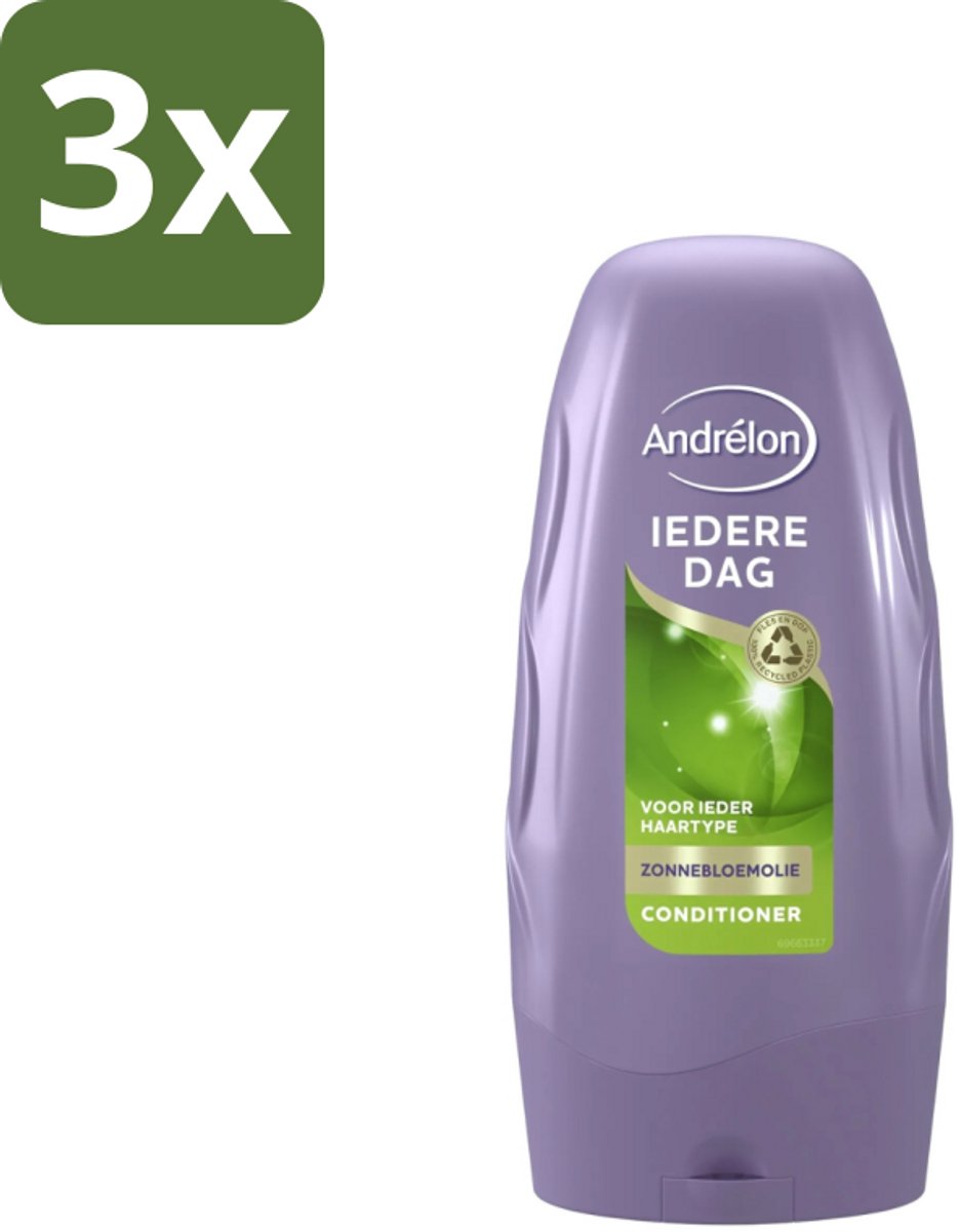 3 x Andrélon Conditioner Iedere Dag 250 ml - Haartype - Haar Verzorging - Dagelijks Gebruik - Zonnebloemolie - Haar Gezondheid