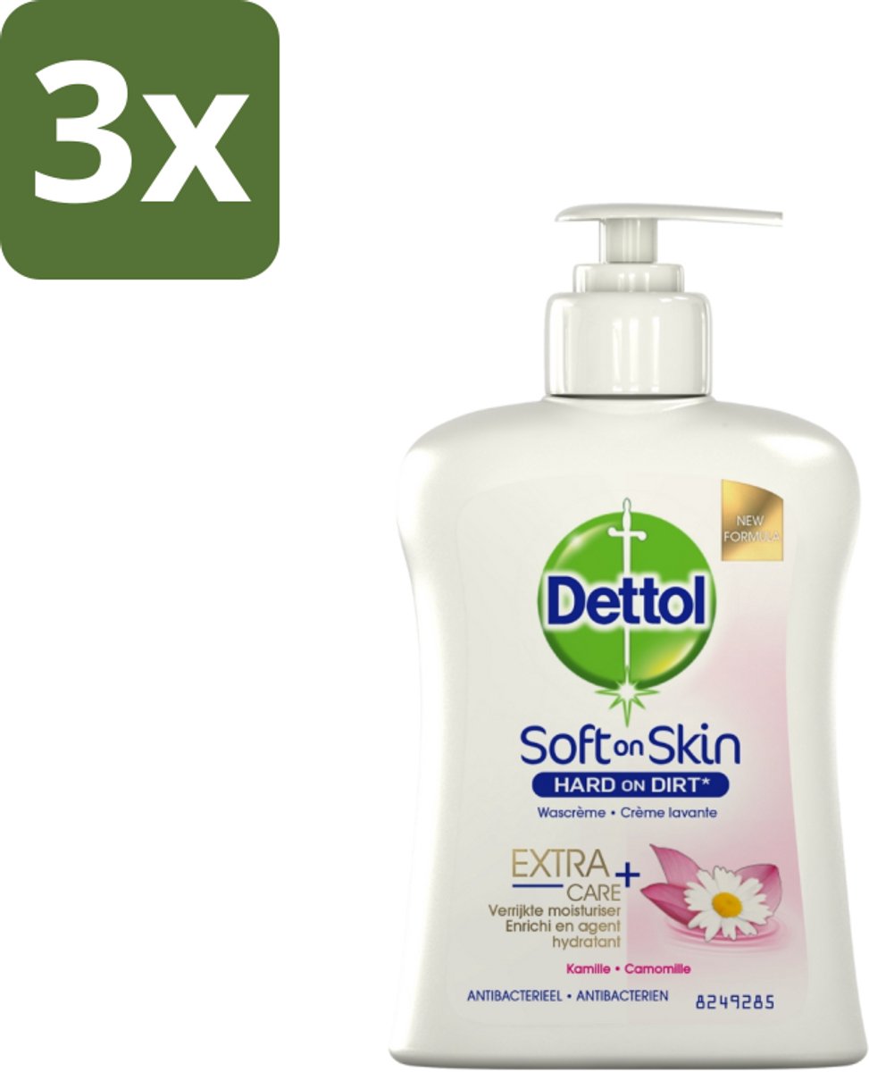 3 x Dettol - Handzeep - Antibacterieel - Hydraterend - Kamille - 250 ml - Handzeep - Antibacterieel - Hydraterend - Kamille - Handwas