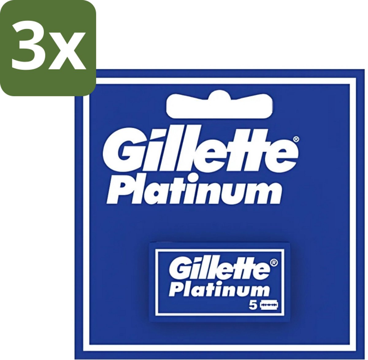 3 x Gillette - Platinum - Extra scherpte - 5 Navulscheermesjes - Scheermesjes - Safety Razor - Double Edge - Platina Coating - Scherpte