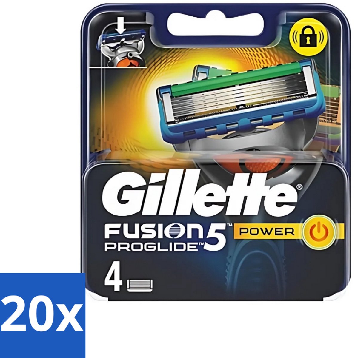 20 x Gillette - Fusion 5 ProGlide Power - Precisie en comfort - 4 Navulscheermesjes - Scheermesjes - Navulscheermesjes - Microcomb - Scherpe Mesjes - Comfortabel Scheren