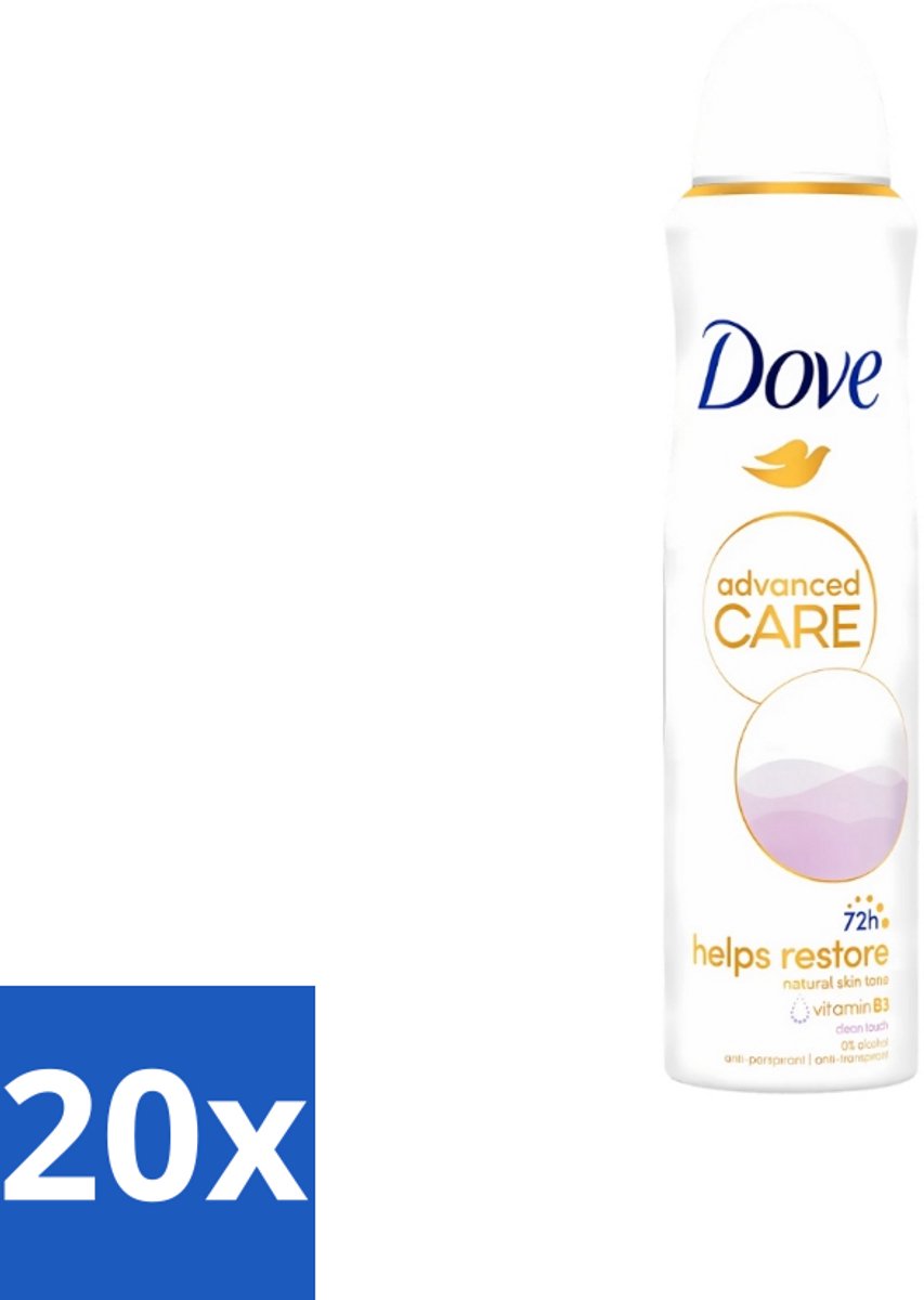 20 x Dove - Deodorant - Spray Clean Touch - Zachte geur en verzorging - 150 ml - Dove Clean Touch - Deodorant Spray - Anti-transpirant - Zweet En Geur - Fris