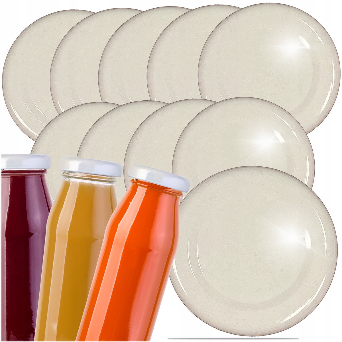 Witte Twist-off Deksels FI 38mm 3-lip 10 stuks