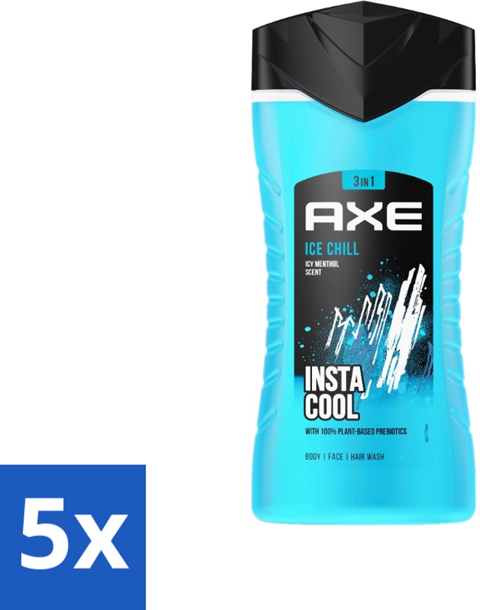 Axe - 3-in-1 Douchegel - Ice Chill - Icy Menthol - Insta Cool - 100% Plantaardig - 150 ml - Bulkverpakking - 5 stuks
