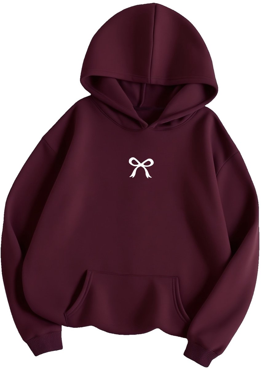Currero Hoodie Dames Warme Hoodie Met Capuchon Comfortabele Sweater Casual Trui Pullover Damestrui Donkerrood