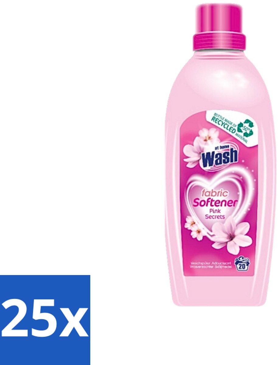 25 x At Home - Wash - Wasverzachter - Pink Secrets - 20 Wasbeurten - Wasverzachter - Wasverzachter Pink Secrets - Wasverzachter Voor Kleding - Wasverzachter Voor Alle Stoffen - Wasverzachter Voor Katoen