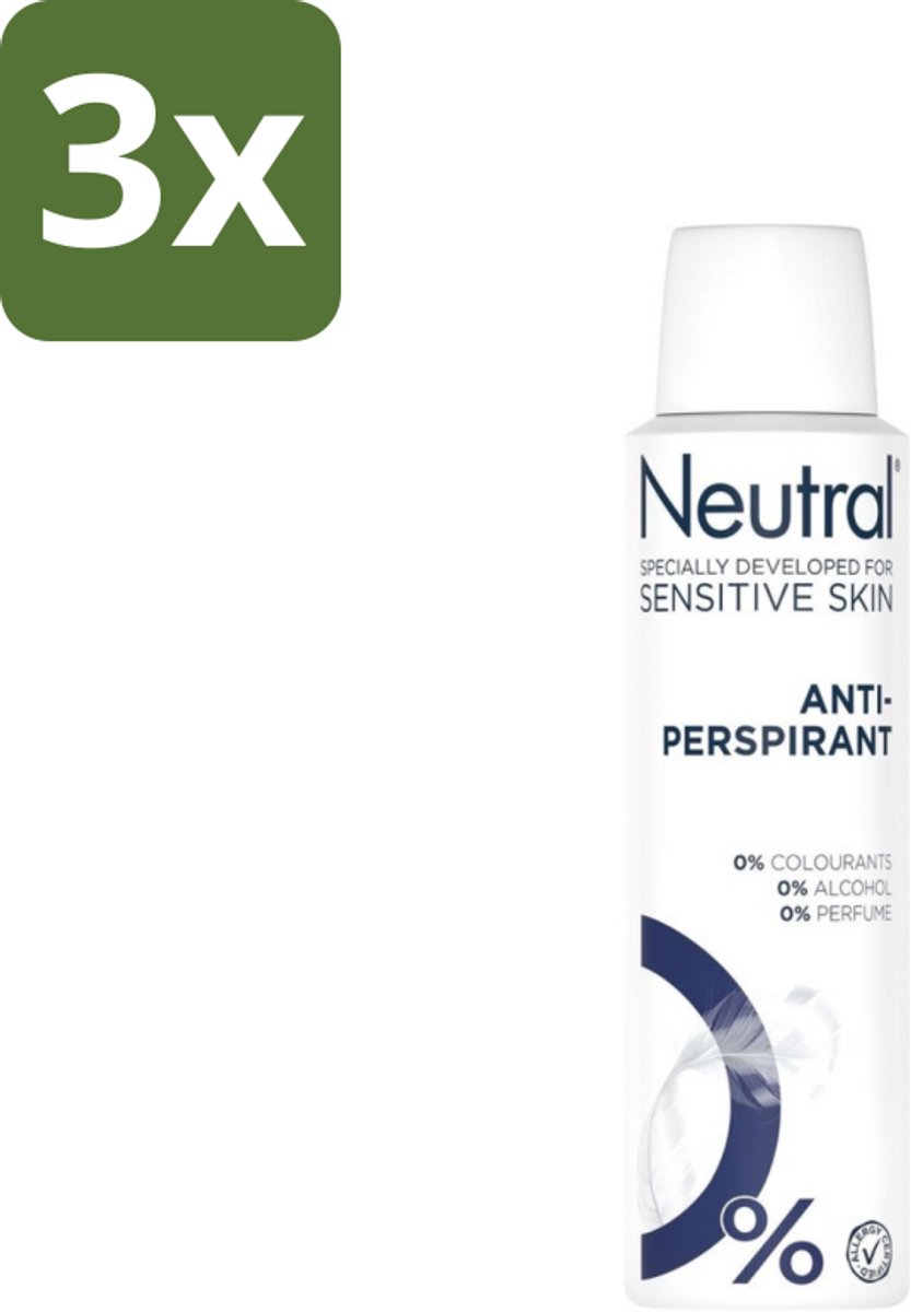 3 x Neutral - Deodorant Spray - Anti-perspirant - Gevoelige Huid - 0% Kleurstof, Parfum & Alcohol - 150 ml - Gevoelige Huid - Anti-perspirant - Deodorant Spray - 0% Parfum - 0% Kleurstof