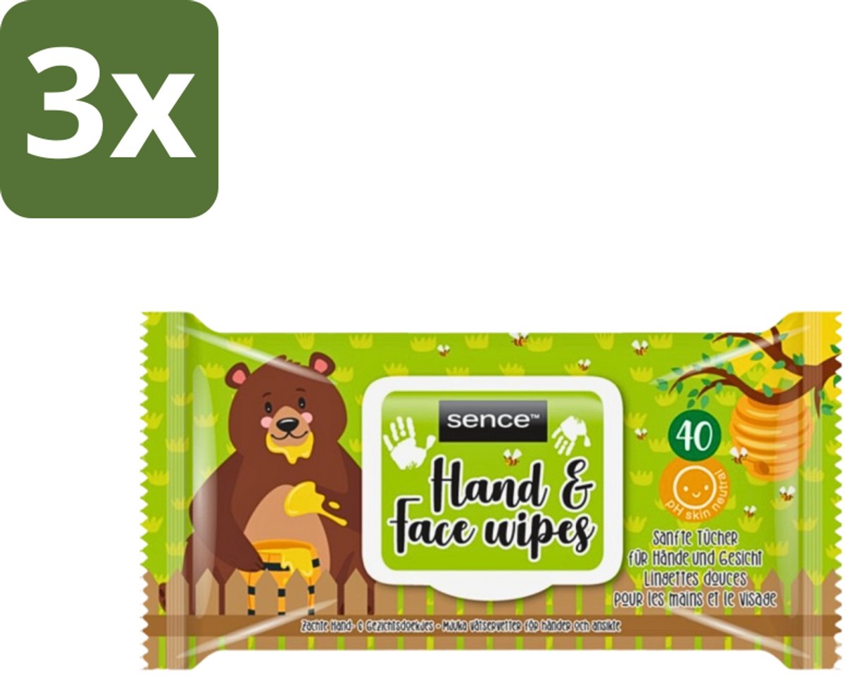 3 x Sence - Reinigingsdoekjes - Gezicht & Handen - 40 Doekjes - Reinigingsdoekjes Gezicht En Handen - Gezicht Reinigen - Handen Reinigen - Doekjes Voor Gezicht - Doekjes Voor Handen