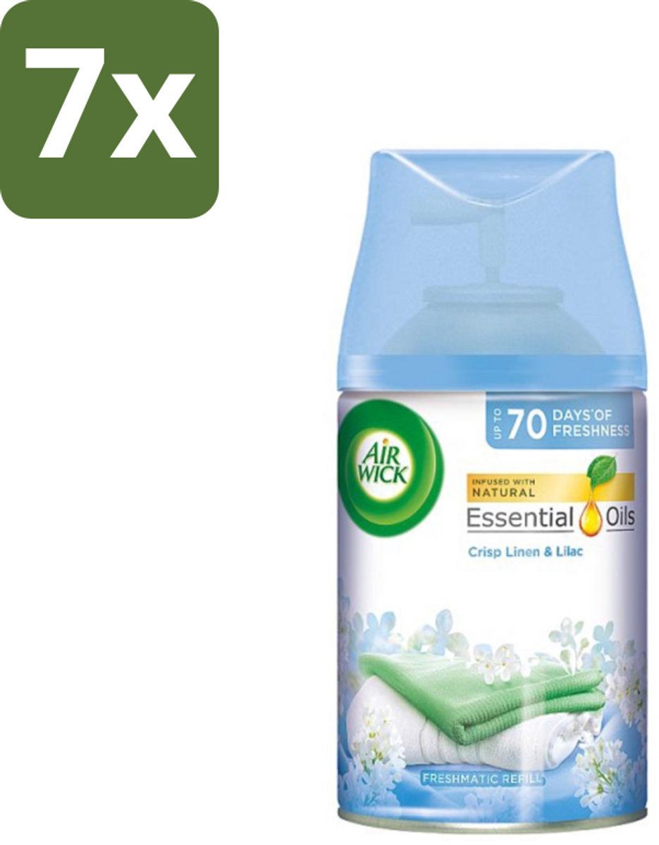 7 x Air Wick - Luchtverfrisser Navulling - Fris Linnen & Lila - Automatische Spray - 250 ml - Luchtverfrisser - Frisheid - Geur - Geurverspreiding - Automatische Geur