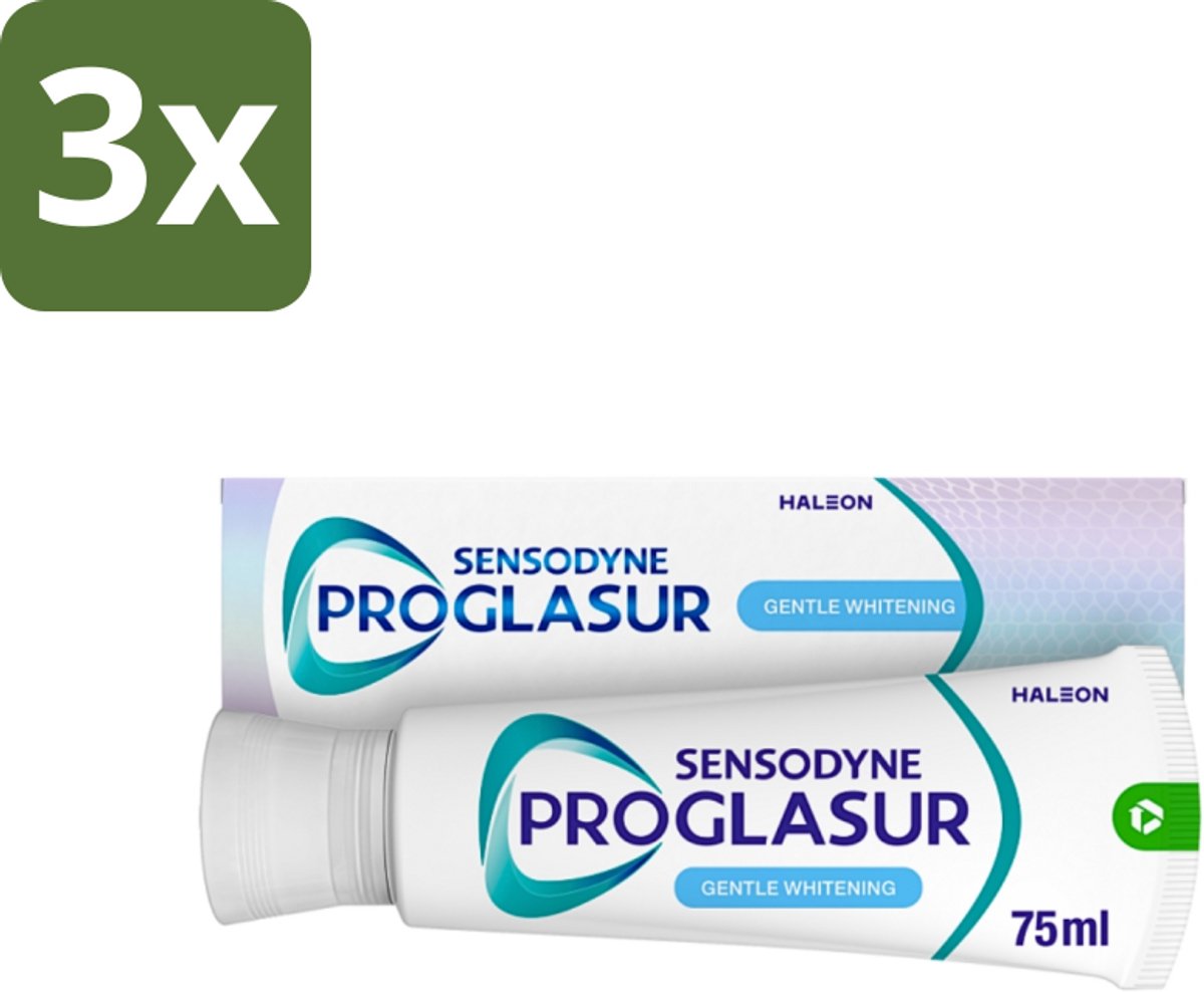 3 x Sensodyne - Tandpasta - Proglasur Gentle Whitening - Verheldert Glazuur - 75 ml - Tandpasta - Tanden Witter Maken - Tandglazuur Versterken - Tanderosie Beschermen - Fluoride