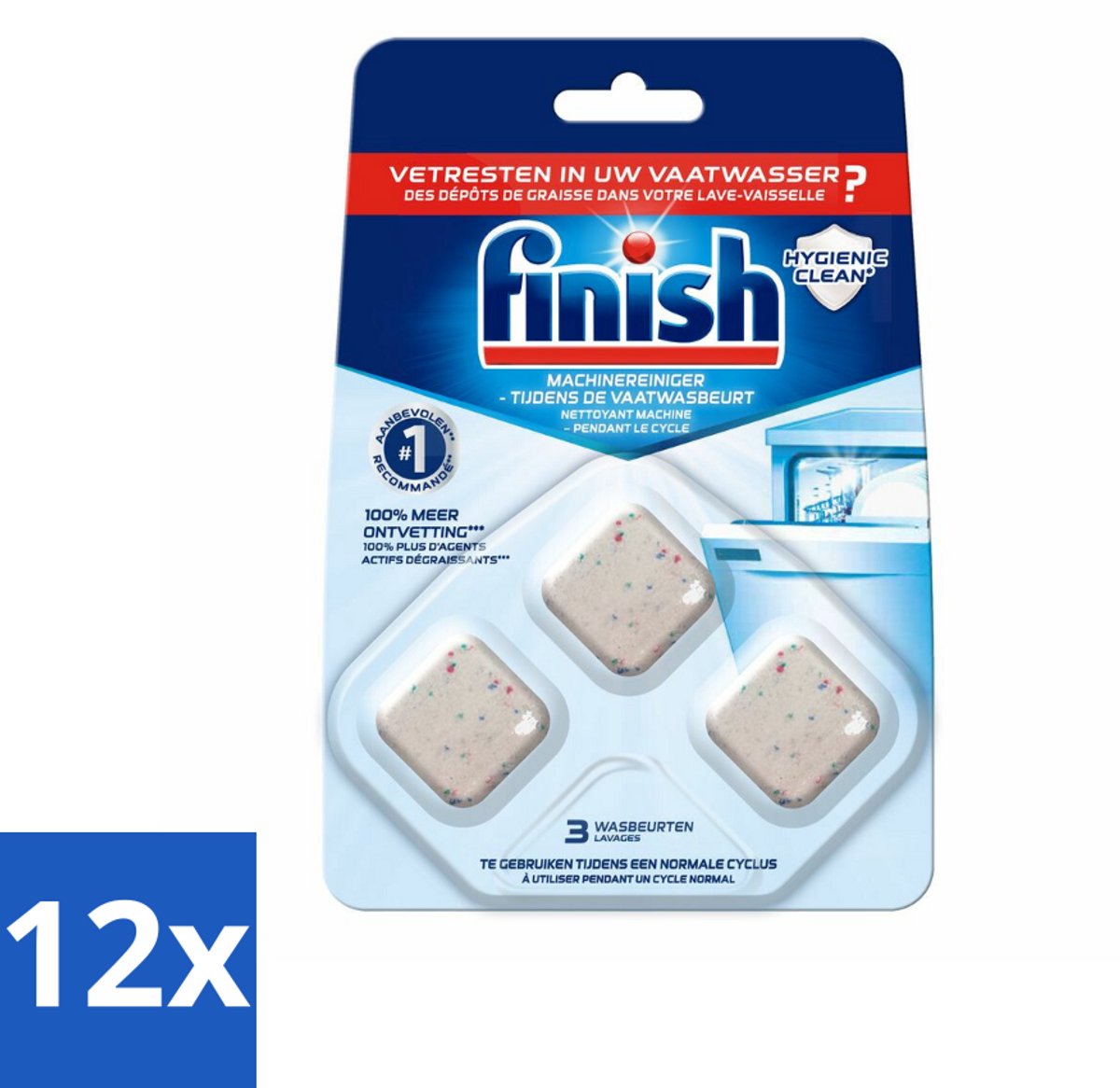Finish Machinereiniger Tijdens de Wasbeurt 3 stuks per verpakking - Voordeelverpakking - 12 stuks