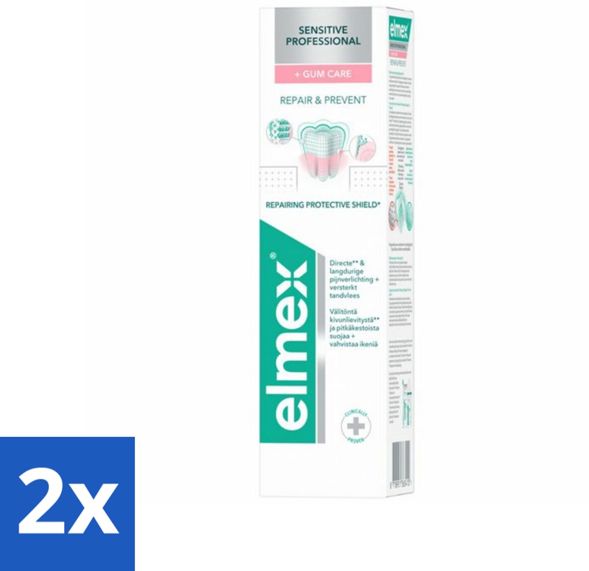 2 x Elmex Tandpasta Sensitive Professional Gum Care 75 ml - Gevoelige Tanden - Tandpasta - Gevoeligheid - Tandarts Aanbevolen - PRO-ARGIN Technologie