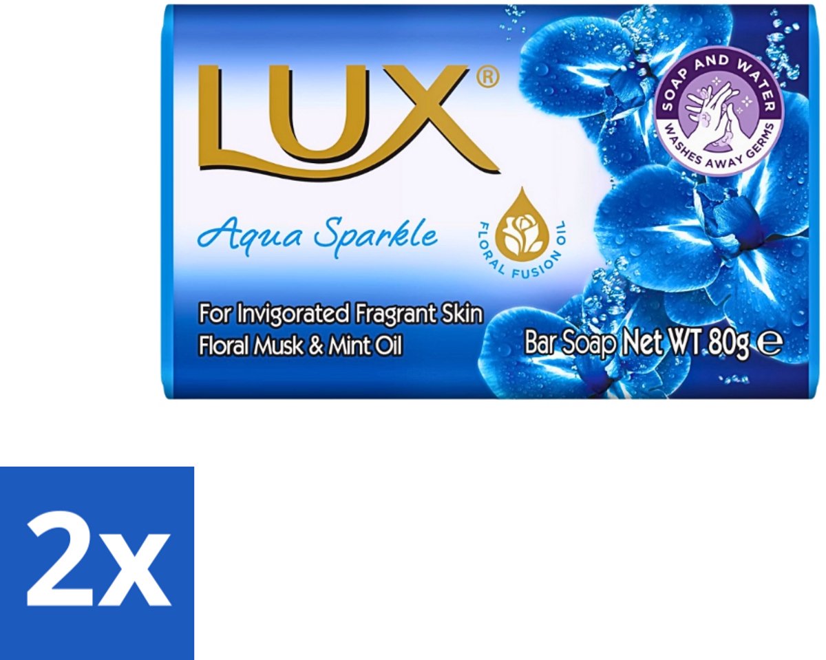 2 x Lux - Zeep - Aqua Sparkle - Hydraterend - Verkwikkende Geur - 80 g - Zeep - Reiniging - Hydraterend - Verkwikkend - Geur