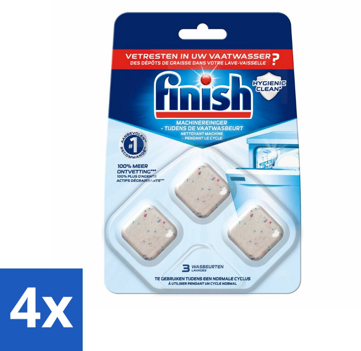 Finish Machinereiniger Tijdens de Wasbeurt 3 stuks per verpakking - Voordeelverpakking - 4 stuks