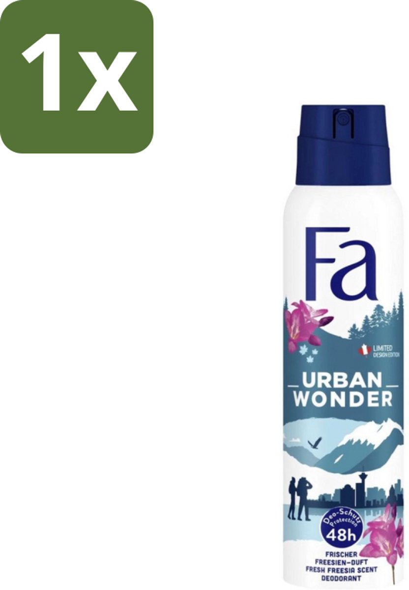 1 x Fa - Deodorant Spray - Urban Wonder - Aardbei - 48 uur Bescherming - 150 ml - Deodorant Spray - Aardbei Geur - 48 Uur Bescherming - Huidvriendelijk - Geurveroorzakende Bacteriën