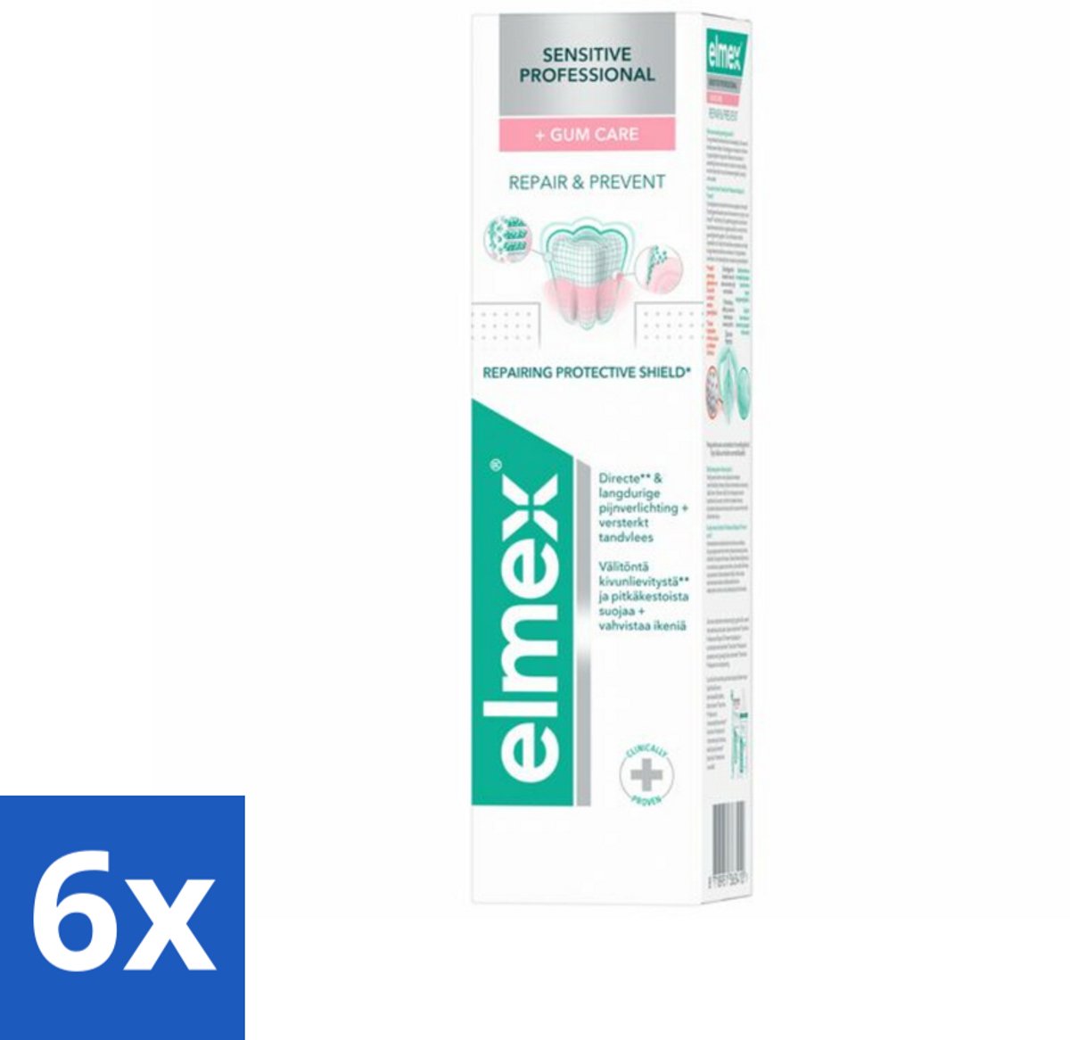 6 x Elmex Tandpasta Sensitive Professional Gum Care 75 ml - Gevoelige Tanden - Tandpasta - Gevoeligheid - Tandarts Aanbevolen - PRO-ARGIN Technologie