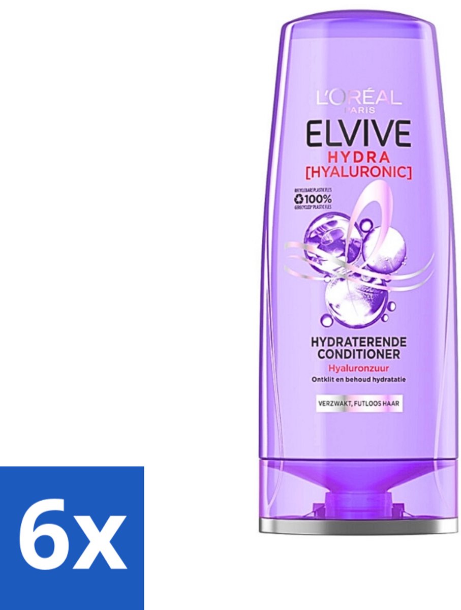 6 x L'Oréal Paris Elvive Hydra Hyaluronic - Conditioner - Hydraterend - 200 ml - Hydra Hyaluronic Conditioner - Hyaluronzuur - Hydratatie - Haarhydratatie - Zachte Haar