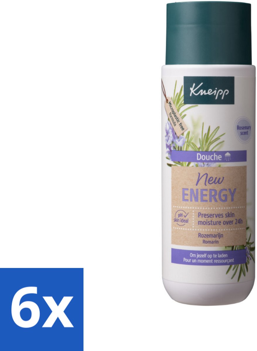 6 x Kneipp Douche New Energy 200 ml - Douchegel - Energie - Rozemarijn - Natuurlijke Geur - Hydraterend