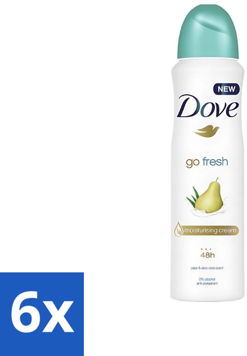 6 x Dove - Deodorant - Spray Go Fresh Pear & Aloe - Frisse en verzorgende geur - 250 ml - Dove Go Fresh Pear Aloe Vera - Deodorant Spray - Anti-transpirant - Fris Gevoel - Peer Geur