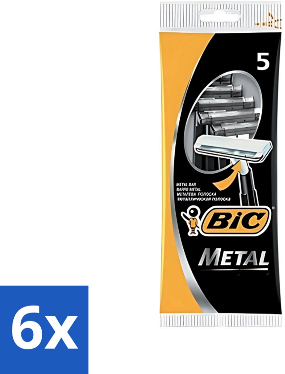 6 x Bic - Scheermesjes - Metaal - Enkel Mesje - Wegwerpmesjes - 5 Scheermesjes - Scheermesje - Wegwerpmesje - Roestvrij Staal - Enkel Mesje - Precisie Scheren