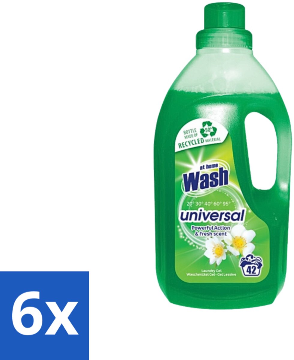 6 x At Home - Wash - Wasmiddel - Alle Was - Frisse Geur - 42 Wasbeurten - Wasmiddel - Was - Textiel - Vlekken - Frisse Geur